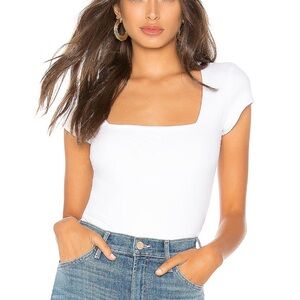 Free People Square Eyes Bodysuit in White